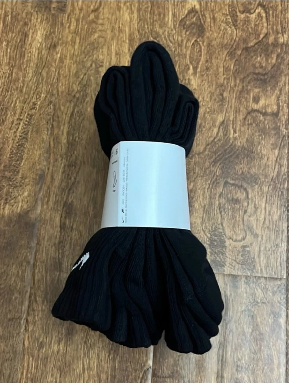 Nike Black Crew Athletic Socks with White Swoosh (6 Pack)